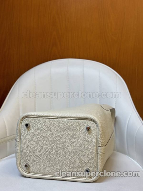 cowhide bag 1:1 Copy description and price Milkshake white Hermes Handbag women 8