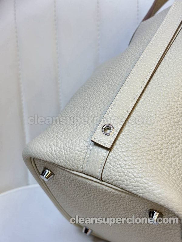 cowhide bag 1:1 Copy description and price Milkshake white Hermes Handbag women 9