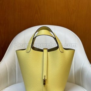 Hermes bag Super Clone picture and price Lemon yellow Handbag cowhide women