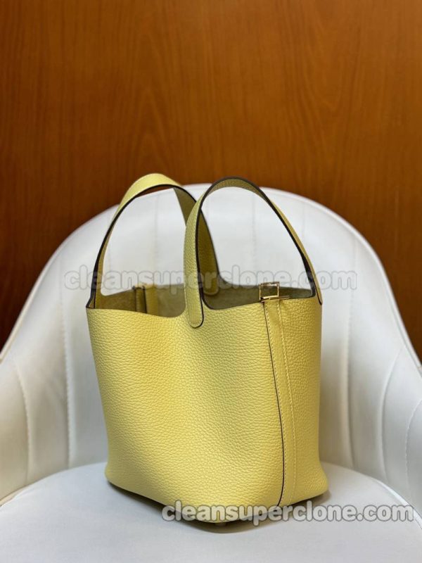 Hermes bag Super Clone picture and price Lemon yellow Handbag cowhide women 4