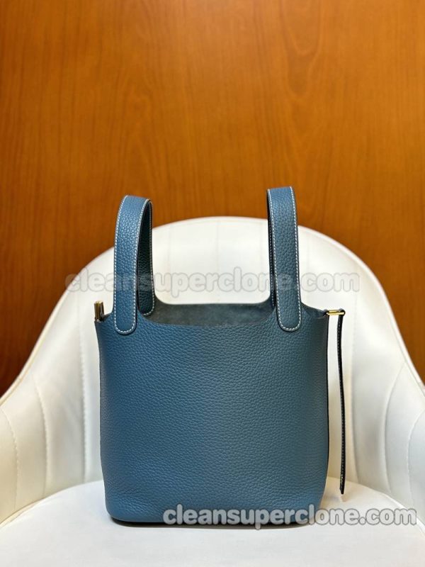 cowhide bag 1:1 Copy description and price Denim blue Hermes Handbag women