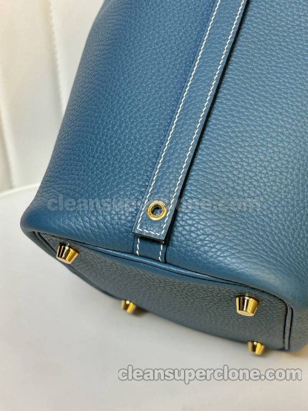 cowhide bag 1:1 Copy description and price Denim blue Hermes Handbag women 8