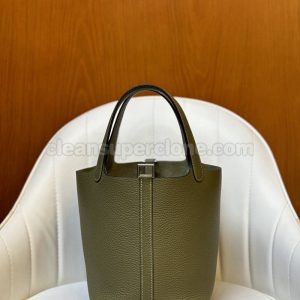 Hermes bag Super Clone picture and price Sage Green Handbag cowhide women