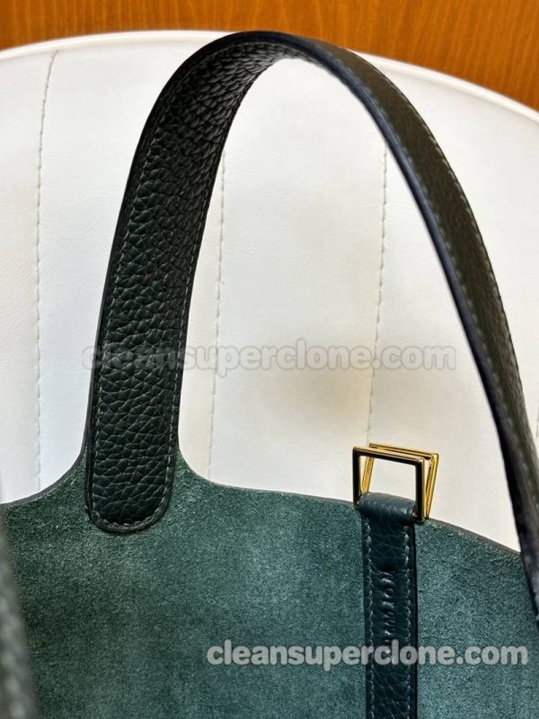 cowhide bag 1:1 Copy description and price Cypress green Hermes Handbag women 3