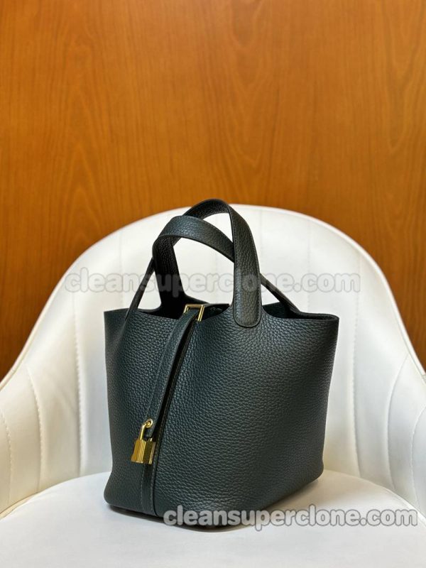 cowhide bag 1:1 Copy description and price Cypress green Hermes Handbag women 5