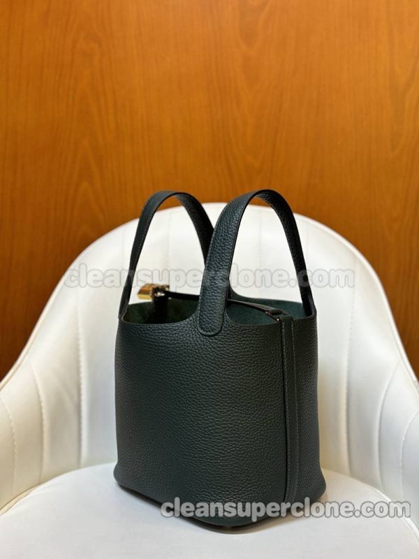 cowhide bag 1:1 Copy description and price Cypress green Hermes Handbag women 6