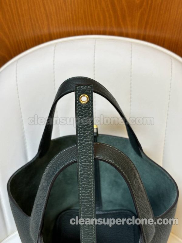 cowhide bag 1:1 Copy description and price Cypress green Hermes Handbag women 9