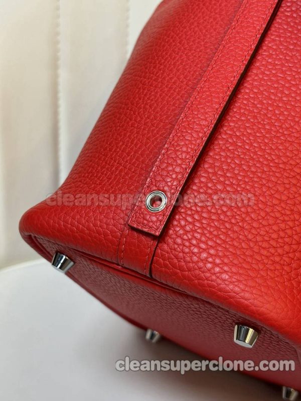 cowhide bag 1:1 Copy description and price Heart red Hermes Handbag women 4