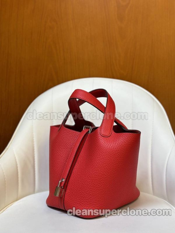 cowhide bag 1:1 Copy description and price Heart red Hermes Handbag women 6