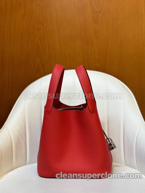 cowhide bag 1:1 Copy description and price Heart red Hermes Handbag women 7