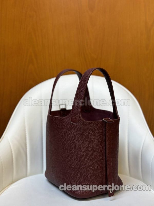 cowhide bag 1:1 Copy description and price Bordeaux wine red Hermes Handbag women