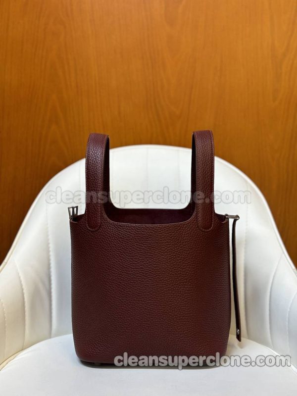 cowhide bag 1:1 Copy description and price Bordeaux wine red Hermes Handbag women 3