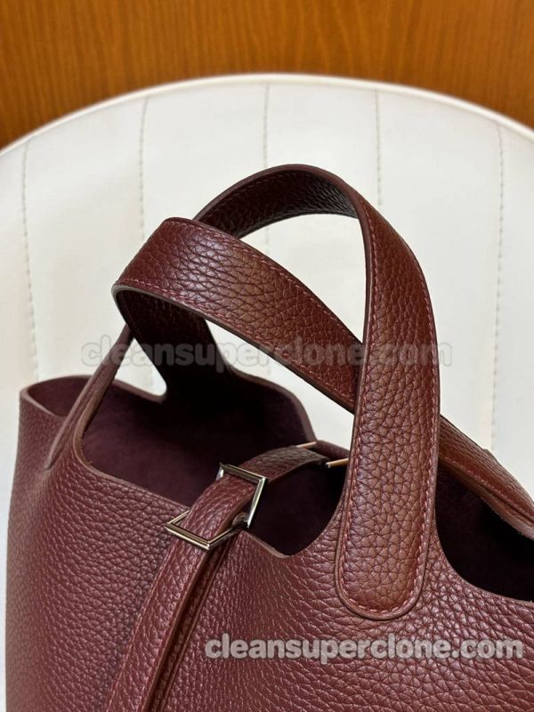 cowhide bag 1:1 Copy description and price Bordeaux wine red Hermes Handbag women 4