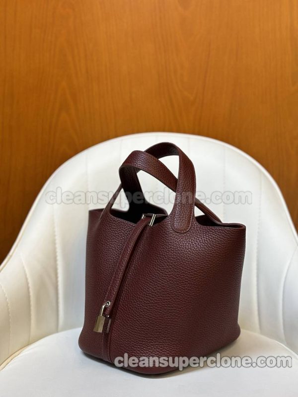 cowhide bag 1:1 Copy description and price Bordeaux wine red Hermes Handbag women 5