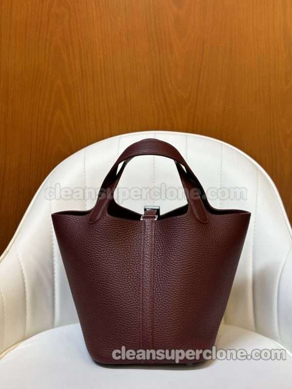 cowhide bag 1:1 Copy description and price Bordeaux wine red Hermes Handbag women 6