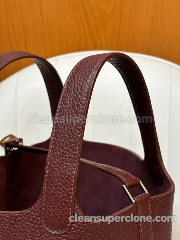 cowhide bag 1:1 Copy description and price Bordeaux wine red Hermes Handbag women 8