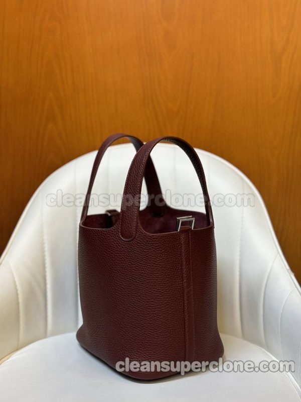 cowhide bag 1:1 Copy description and price Bordeaux wine red Hermes Handbag women 9