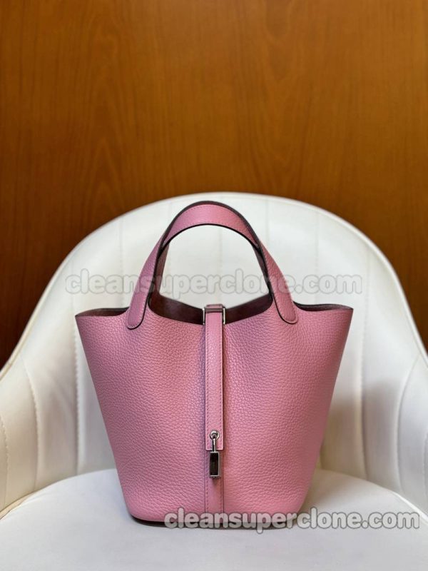 Hermes bag Super Clone picture and price sakura pink Handbag cowhide women 5