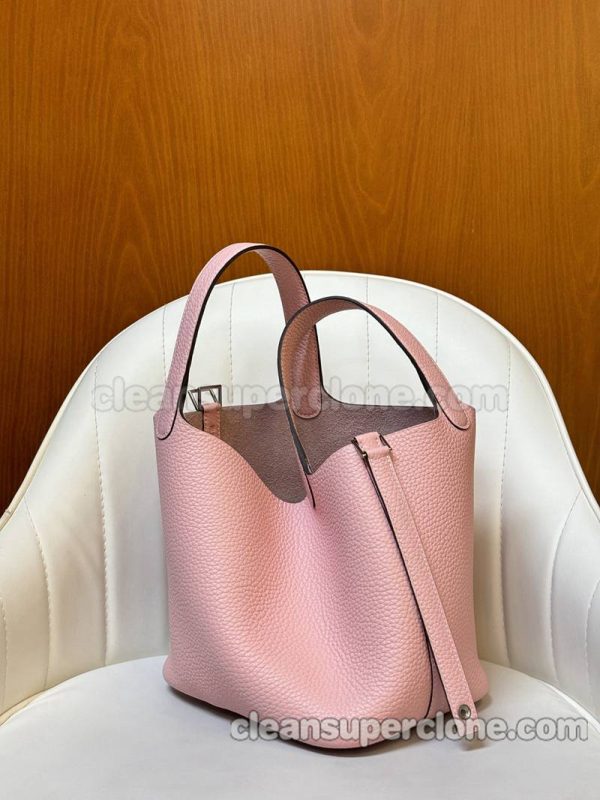 cowhide bag 1:1 Copy description and price pink Hermes Handbag women