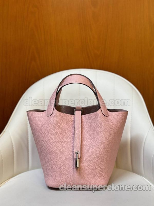 cowhide bag 1:1 Copy description and price pink Hermes Handbag women 3