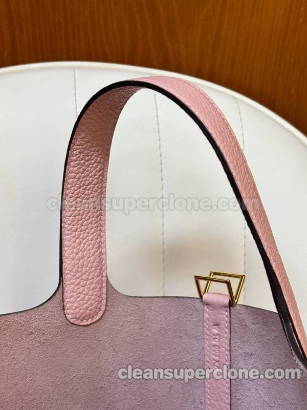 Hermes bag Super Clone picture and price pink Handbag cowhide women 4