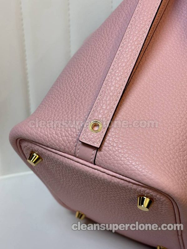 Hermes bag Super Clone picture and price pink Handbag cowhide women 5