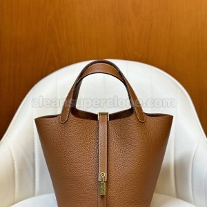 cowhide bag 1:1 Copy description and price Gold brown Hermes Handbag women