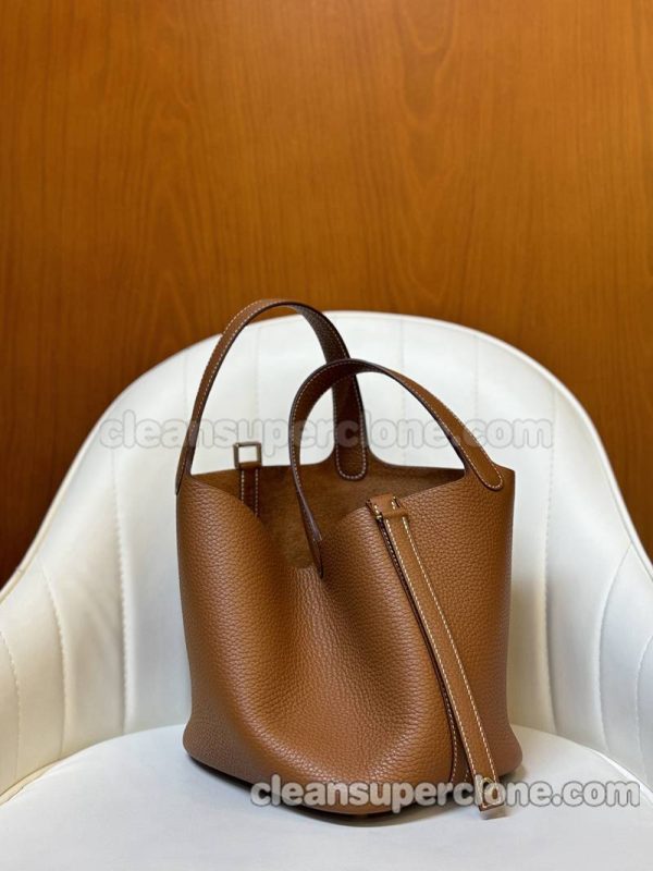 cowhide bag 1:1 Copy description and price Gold brown Hermes Handbag women 4