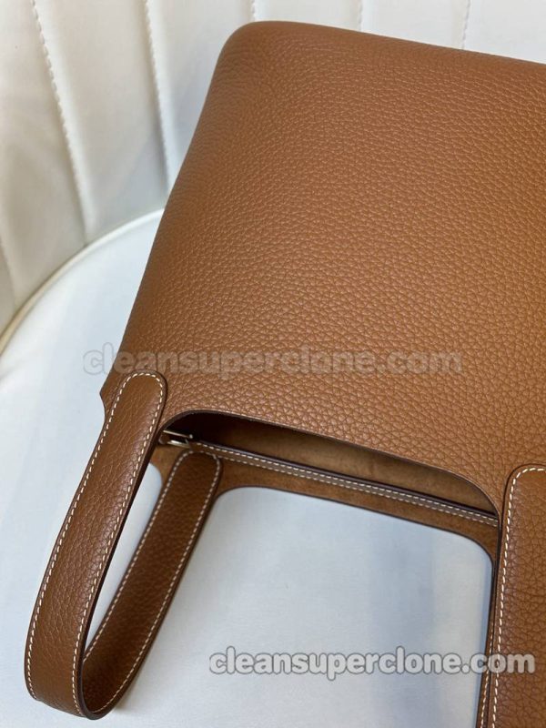 cowhide bag 1:1 Copy description and price Gold brown Hermes Handbag women 5