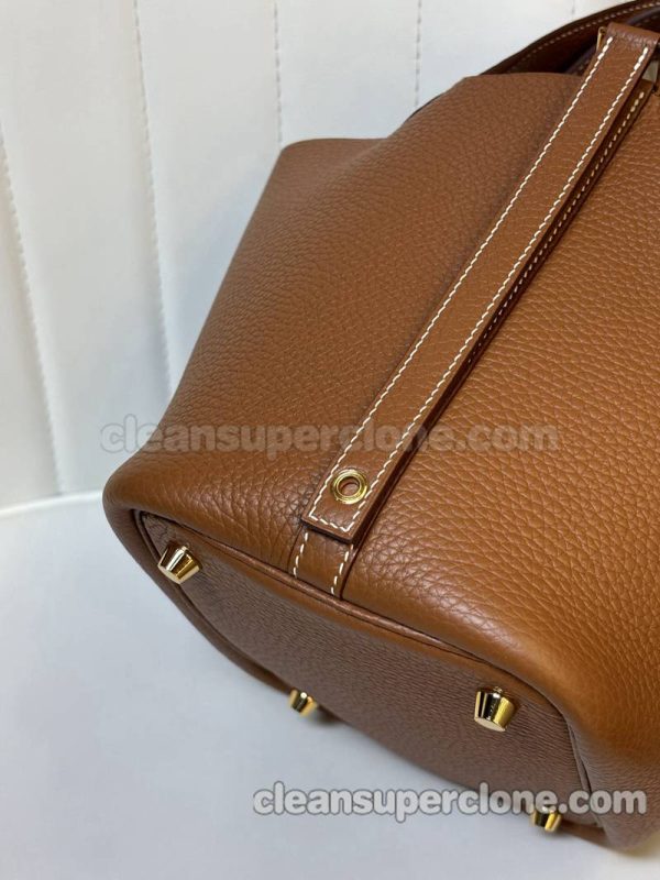 cowhide bag 1:1 Copy description and price Gold brown Hermes Handbag women 8