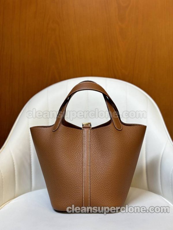 cowhide bag 1:1 Copy description and price Gold brown Hermes Handbag women 9