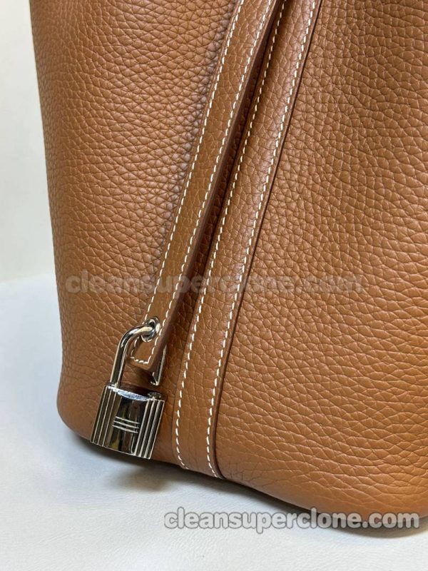 Hermes bag Super Clone picture and price Gold brown Handbag cowhide women 9