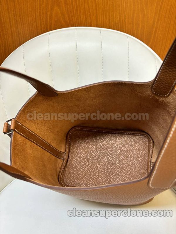 Hermes bag Super Clone picture and price Gold brown Handbag cowhide women 11