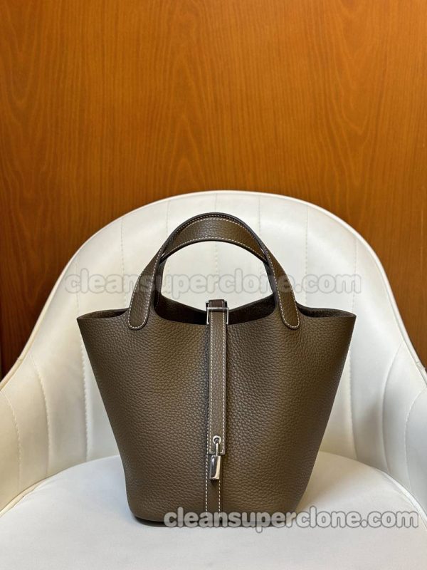 cowhide bag 1:1 Copy description and price Elephant grey Hermes Handbag women