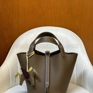 cowhide bag 1:1 Copy description and price Elephant grey Hermes Handbag women 2