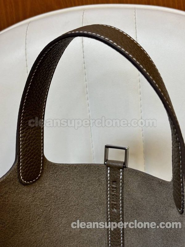 cowhide bag 1:1 Copy description and price Elephant grey Hermes Handbag women 3