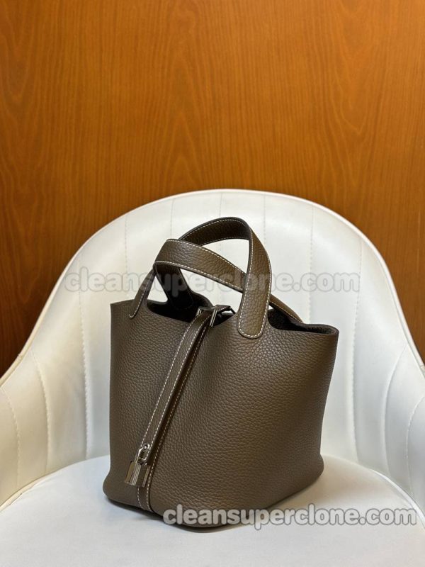 cowhide bag 1:1 Copy description and price Elephant grey Hermes Handbag women 4