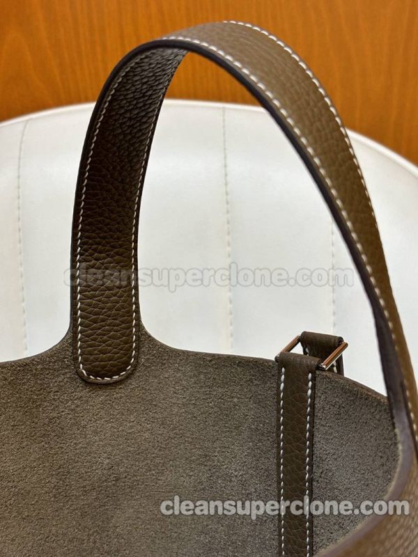 cowhide bag 1:1 Copy description and price Elephant grey Hermes Handbag women 7