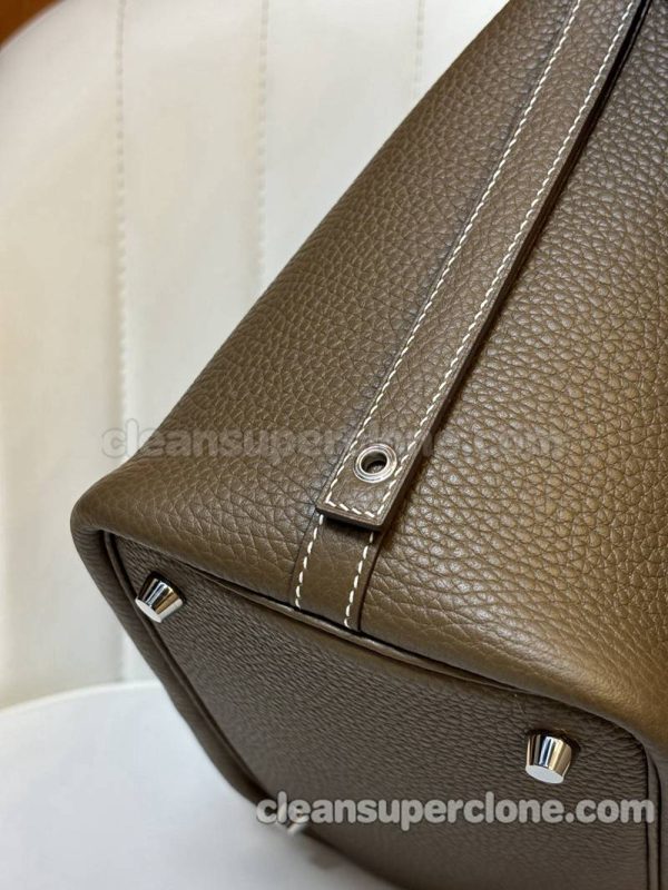 cowhide bag 1:1 Copy description and price Elephant grey Hermes Handbag women 9