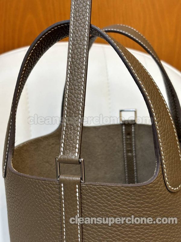 cowhide bag 1:1 Copy description and price Elephant grey Hermes Handbag women 10