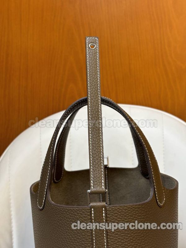 cowhide bag 1:1 Copy description and price Elephant grey Hermes Handbag women 11