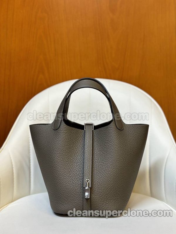 cowhide bag 1:1 Copy description and price Tin gray Hermes Handbag women 4