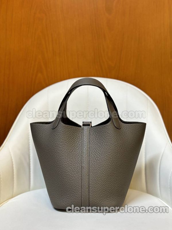 cowhide bag 1:1 Copy description and price Tin gray Hermes Handbag women 6