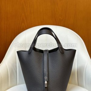 Hermes bag Super Clone picture and price Graphite grey Handbag cowhide women