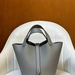 cowhide bag 1:1 Copy description and price Seagull grey Hermes Handbag women