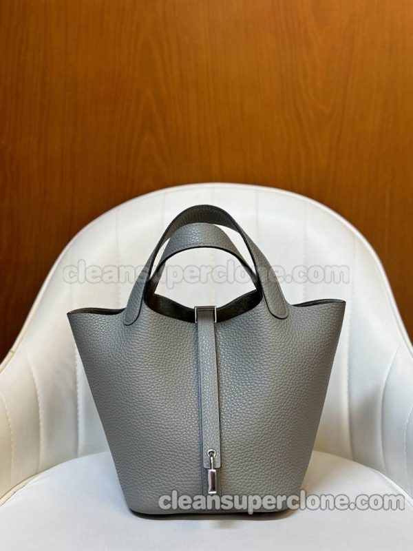 cowhide bag 1:1 Copy description and price Seagull grey Hermes Handbag women