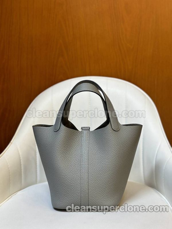 cowhide bag 1:1 Copy description and price Seagull grey Hermes Handbag women 8