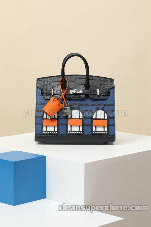 Crocodile bag 1:1 Copy description and price Navy Blue Hermes Handbag women