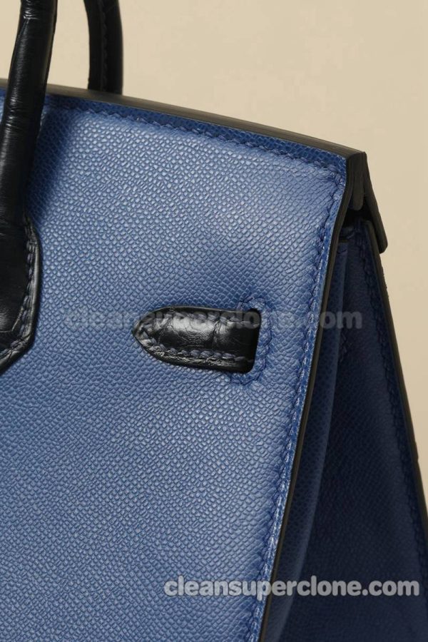 Crocodile bag 1:1 Copy description and price Navy Blue Hermes Handbag women 5