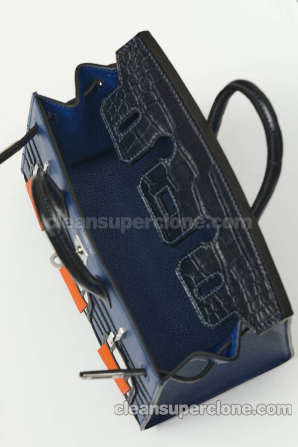 Crocodile bag 1:1 Copy description and price Navy Blue Hermes Handbag women 7